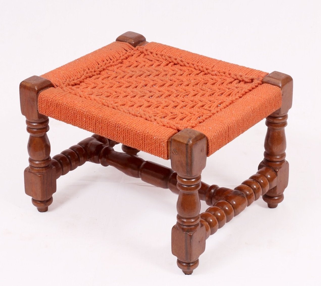 1000585599.jpg Wooden Handmade Woven Stool - Image 2