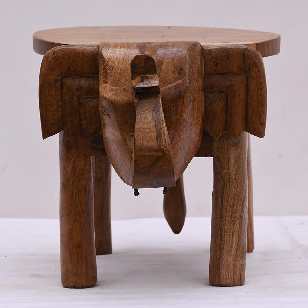 102.jpg Wooden Elephant Stool, Puja Stool and Planter Stand for Living Room - Image 1