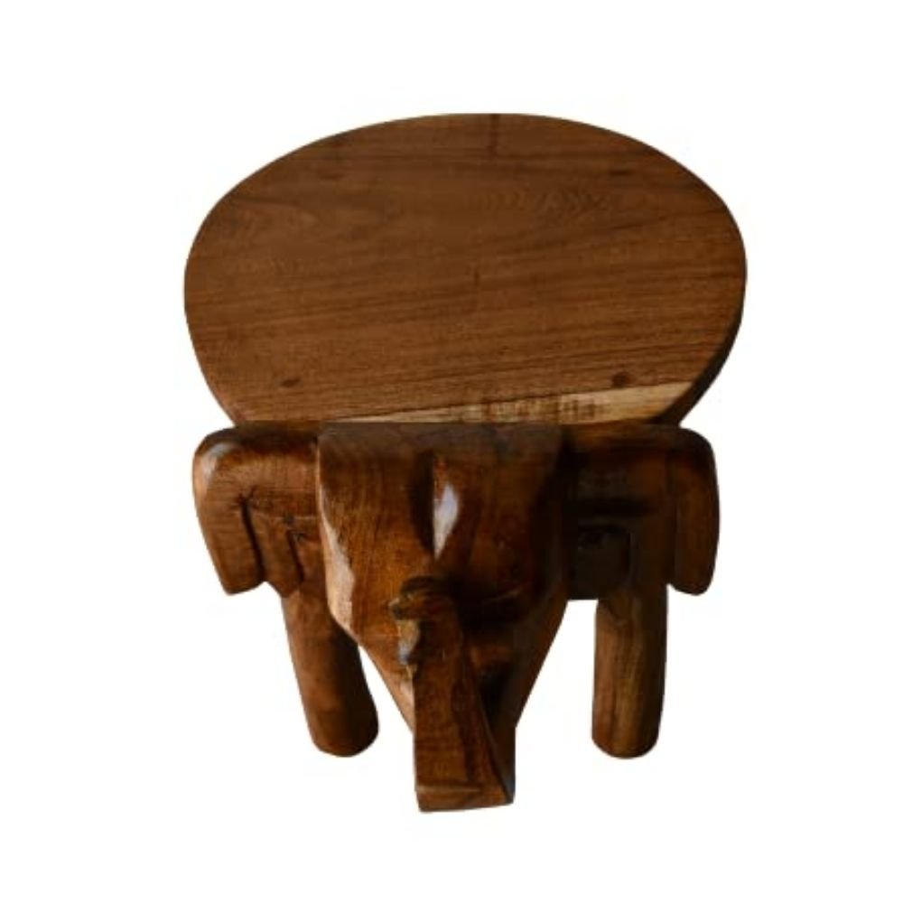 104.jpg Wooden Elephant Stool, Puja Stool and Planter Stand for Living Room - Image 4