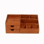 Wooden Table Organizer with Two Drawer