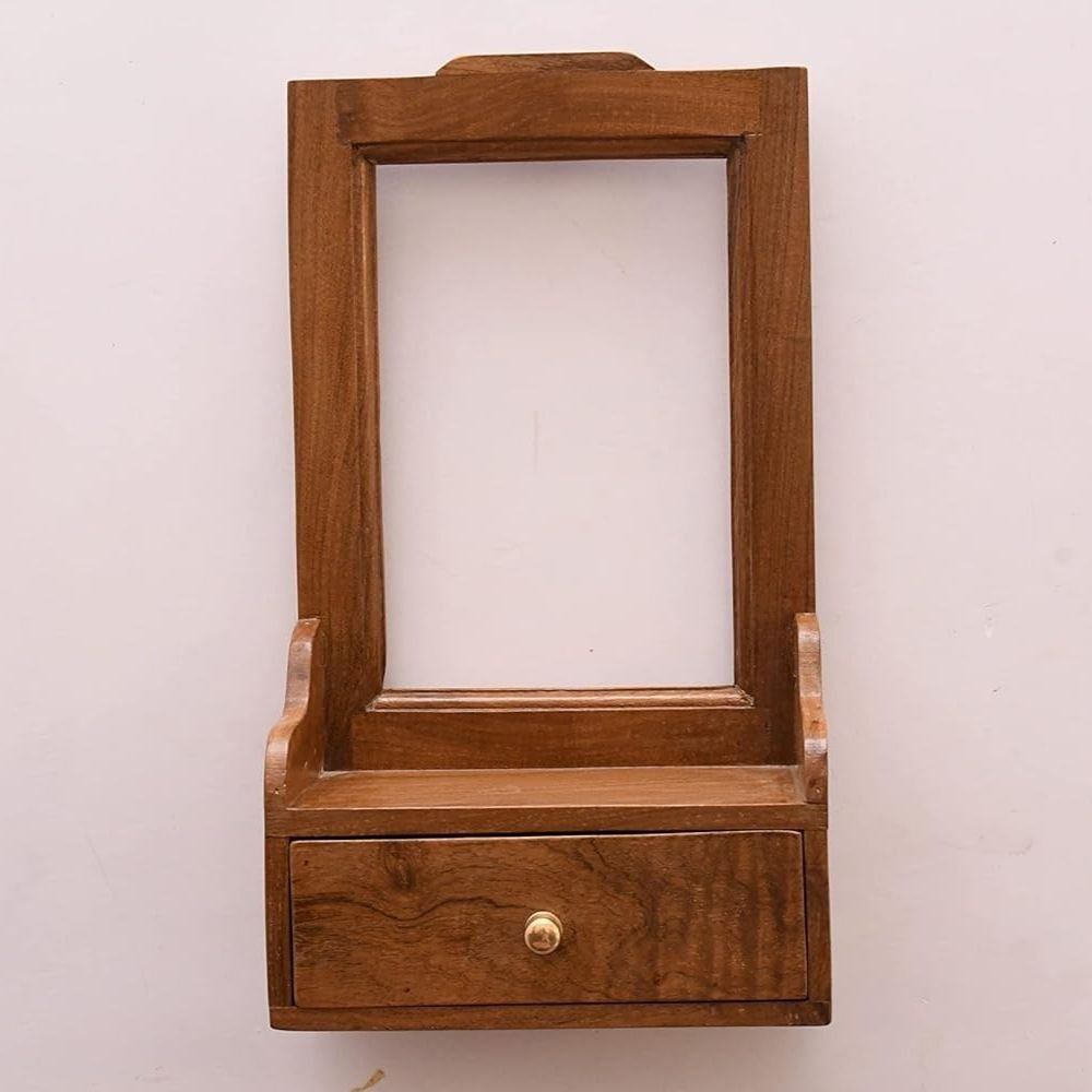 110.jpg Wooden1 Drawer Compact Decorative Hanging and Standing Mirror - Image 1