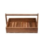 Rectangle Solid wood Basket with Handle Tray - Image 4