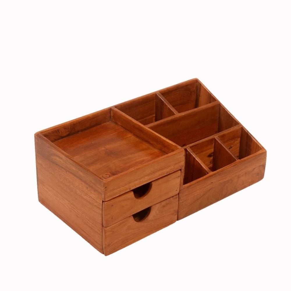 12.jpg Wooden Table Organizer with Two Drawer - Image 2