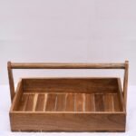 Rectangle Solid wood Basket with Handle Tray