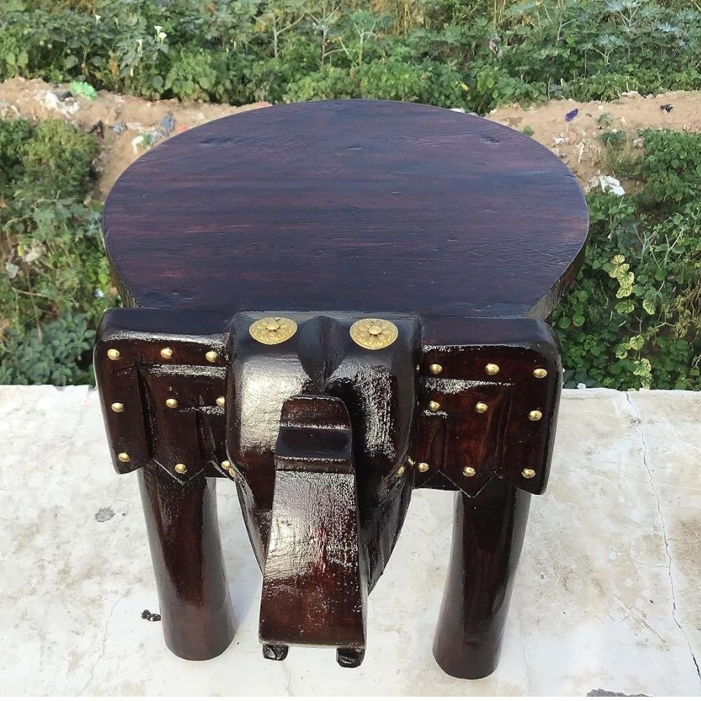 144.jpg Wooden Elephant Stool for living room - Image 5