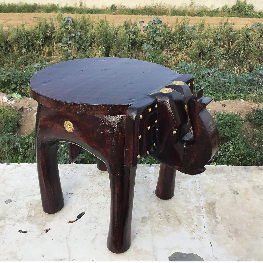 145.jpg Wooden Elephant Stool for living room - Image 4