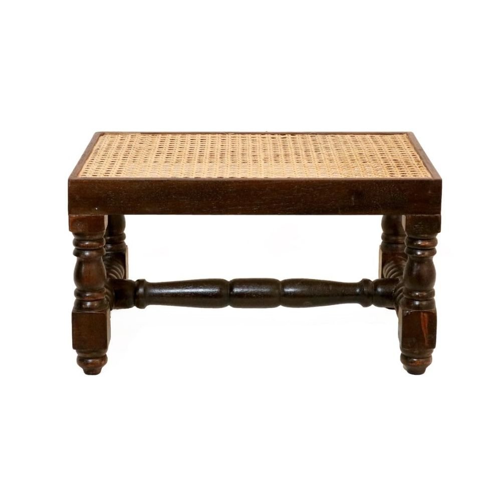 165.jpg Solid Wooden Intricate Cane Stool - Image 1
