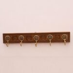 5 Carved Brass Hooks