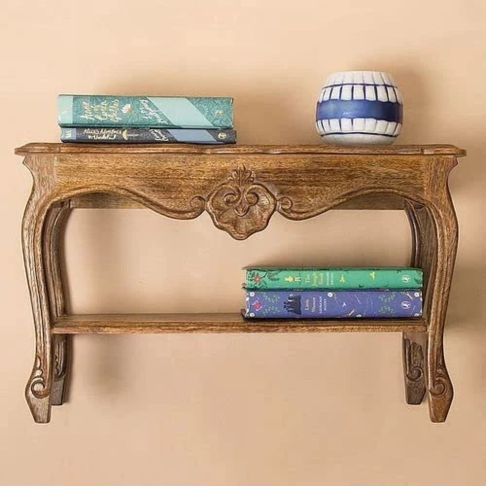 253.jpg Mini Mango Wood Table Handcrafted Wall Shelf - Image 2
