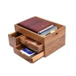 3 Drawer 1 Tray Solid Wood Office Desk Organiser - Image 2