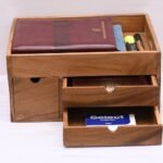3 Drawer 1 Tray Solid Wood Office Desk Organiser