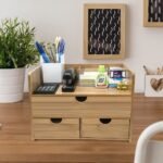 Natural Wood Office Table Organizer
