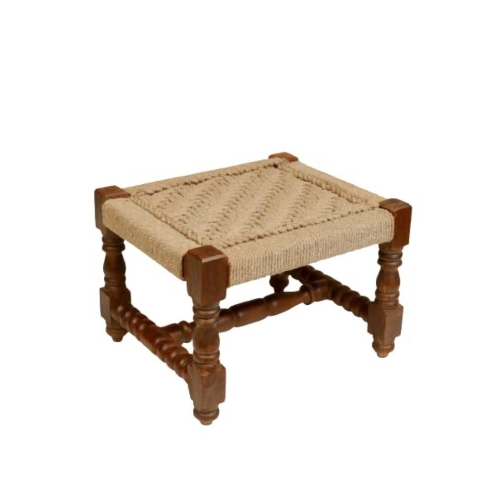 4.jpg Wooden Handmade Woven Stool - Image 2