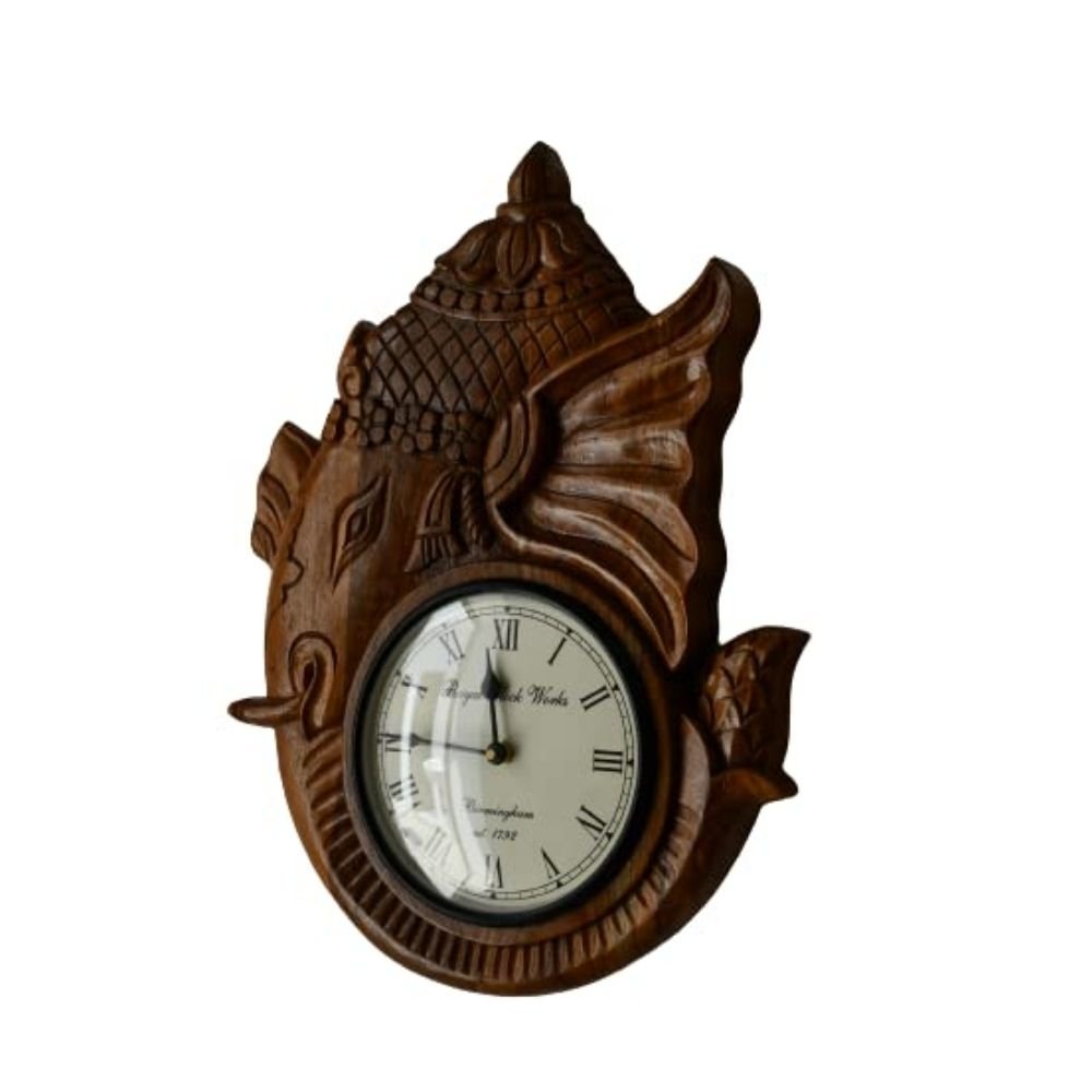44.jpg Solid Wooden Ganesh Religious Wall Clock - Image 2