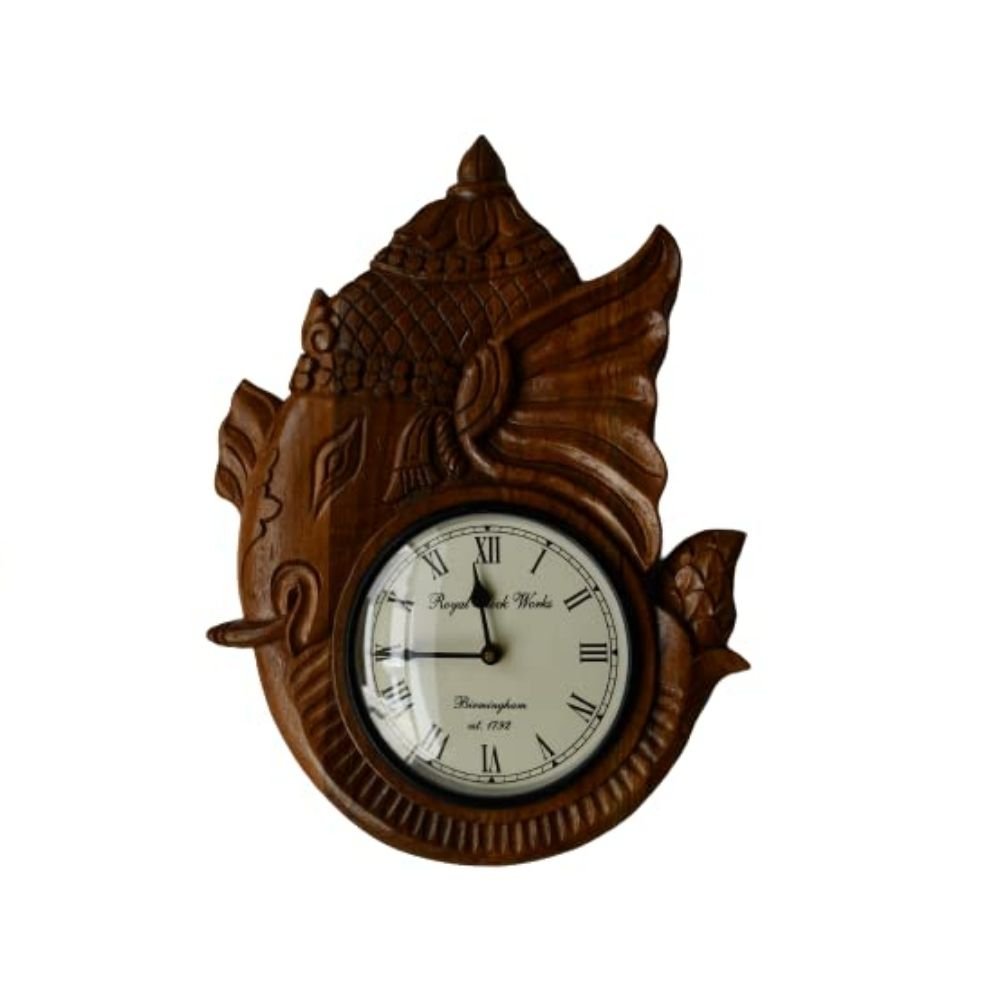 45.jpg Solid Wooden Ganesh Religious Wall Clock - Image 4