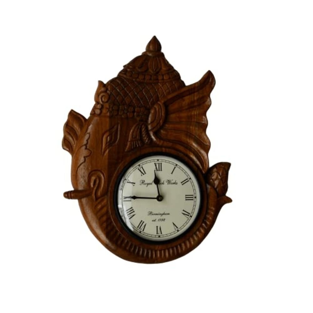 46.jpg Solid Wooden Ganesh Religious Wall Clock - Image 3