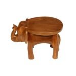 Wooden Elephant Stool, Puja Stool and Planter Stand - Image 4
