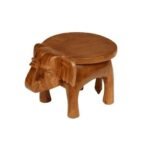 Wooden Elephant Stool, Puja Stool and Planter Stand - Image 3