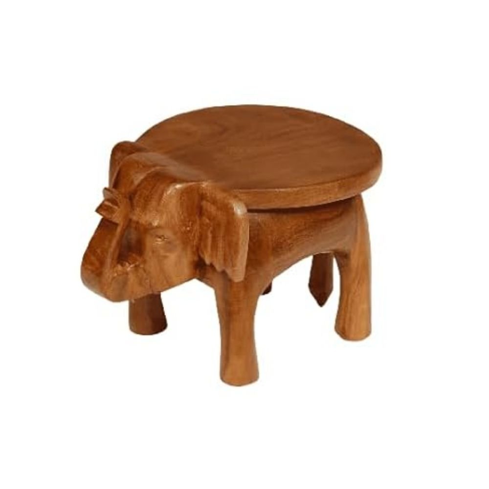 53.jpg Wooden Elephant Stool, Puja Stool and Planter Stand - Image 3