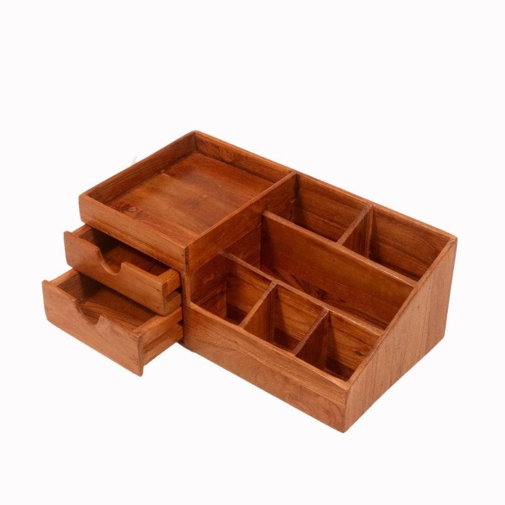 9.jpg Wooden Table Organizer with Two Drawer - Image 5