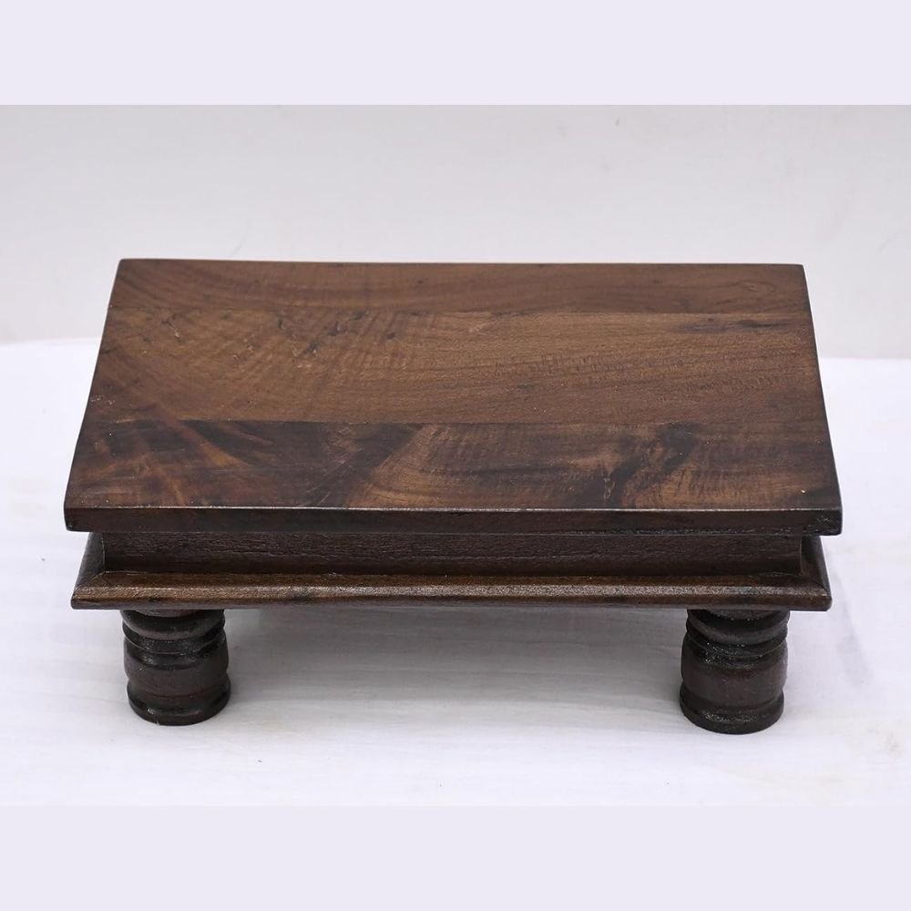 92.jpg Solid Dark Wood pooja Chowki Stool - Image 1