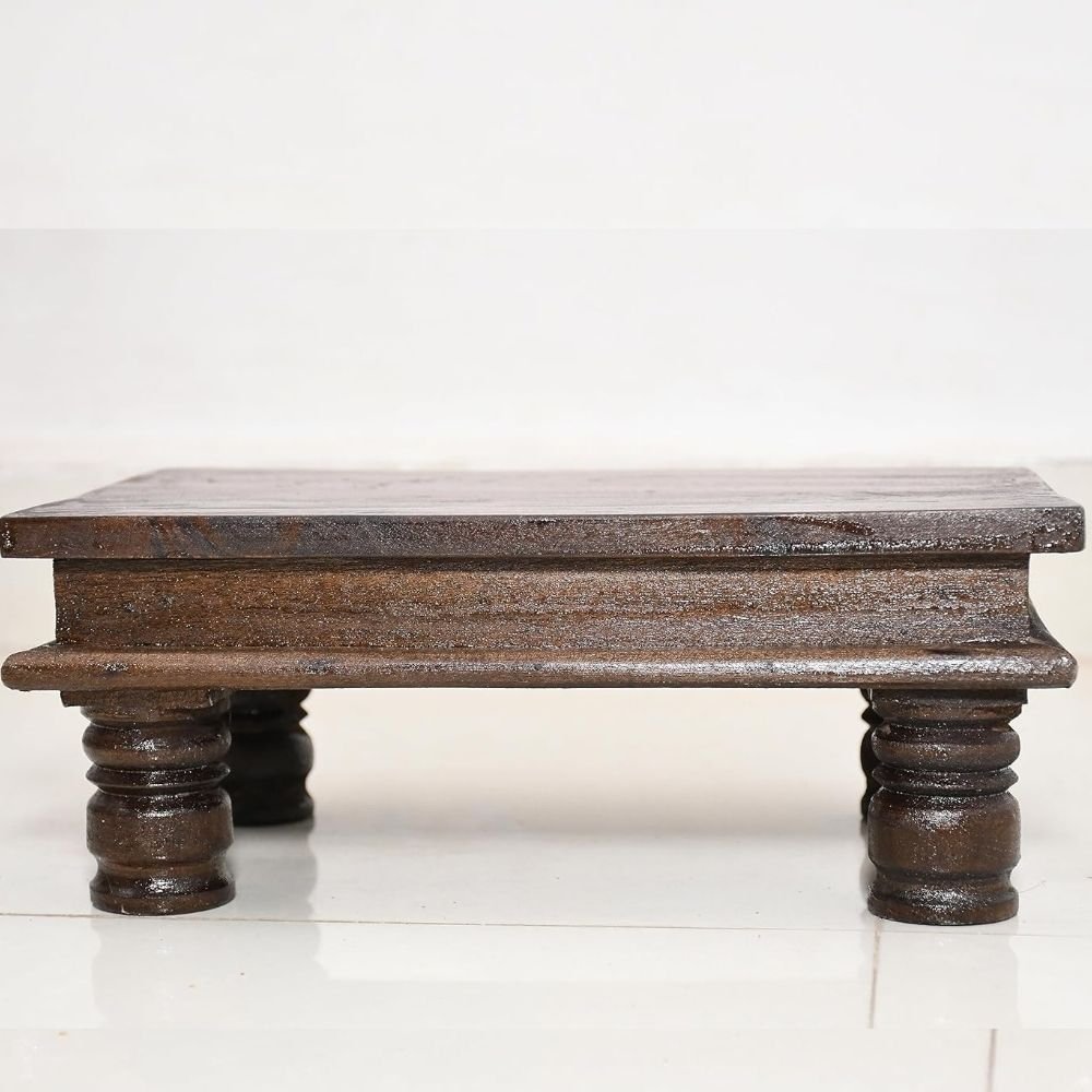 95.jpg Solid Dark Wood pooja Chowki Stool - Image 3