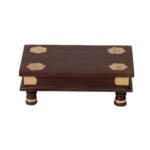 Brown Solid Wood Pooja Chowki Stool
