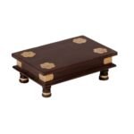 Brown Solid Wood Pooja Chowki Stool - Image 3