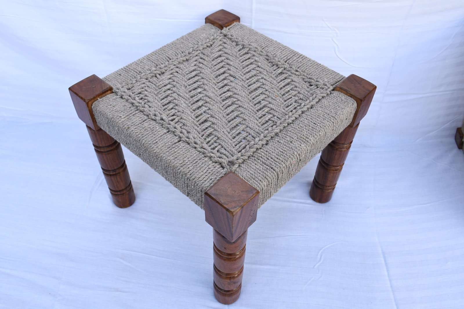 DSC_0936-scaled-1.jpg Wooden Handmade Woven Stool - Image 1