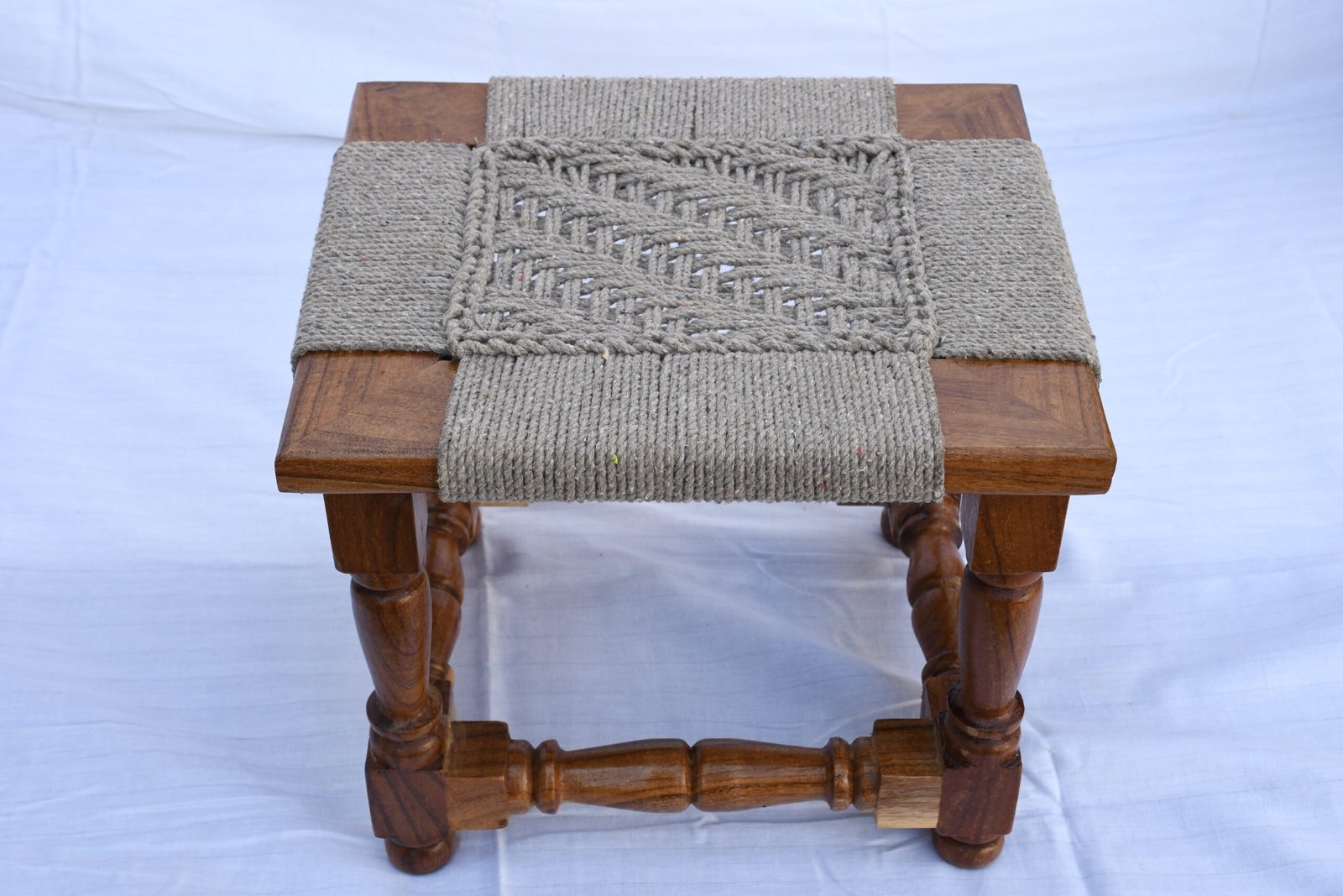 DSC_0968-scaled-1.jpg Wooden Handmade Woven Stool - Image 3