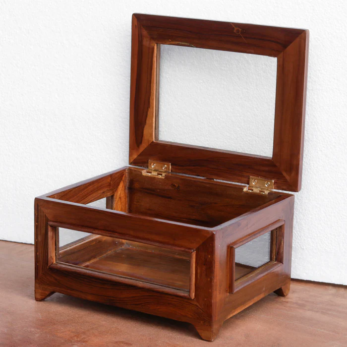 img2-7.webp Vintage Transparent Mirror Fitted Wooden Handmade Jewelry Box - Image 3