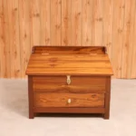 Ethnic Wooden Munim Study Table - Natural Tone - Teak wood - Image 4