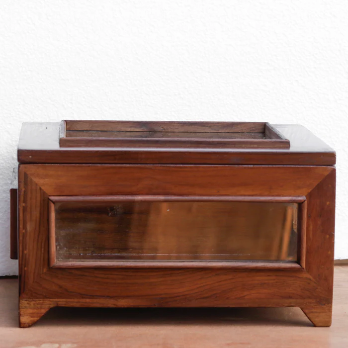 img3-7.webp Vintage Transparent Mirror Fitted Wooden Handmade Jewelry Box - Image 4