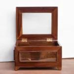 Vintage Transparent Mirror Fitted Wooden Handmade Jewelry Box - Image 6